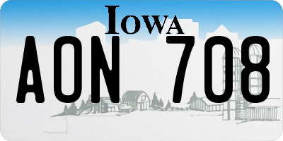 IA license plate AON708