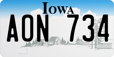 IA license plate AON734