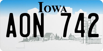 IA license plate AON742