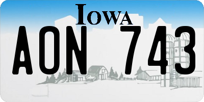 IA license plate AON743