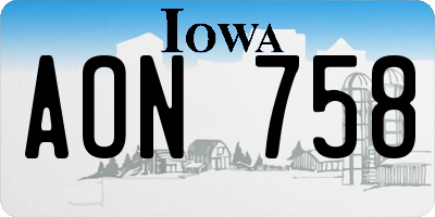 IA license plate AON758