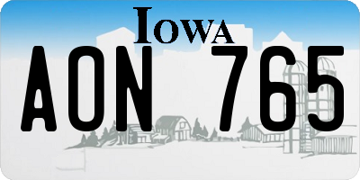 IA license plate AON765