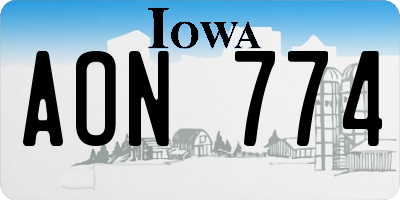IA license plate AON774