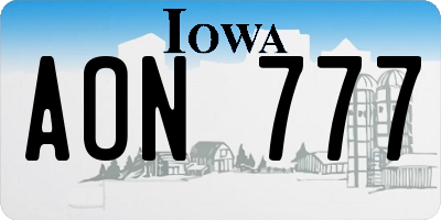 IA license plate AON777