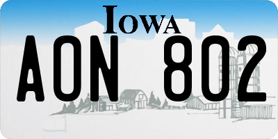 IA license plate AON802