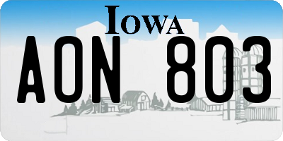 IA license plate AON803
