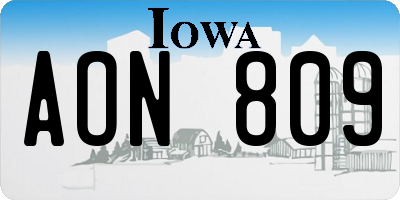 IA license plate AON809