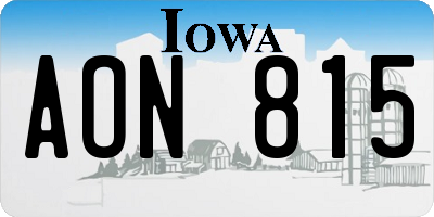 IA license plate AON815