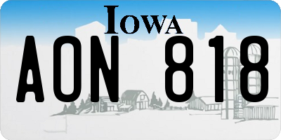 IA license plate AON818
