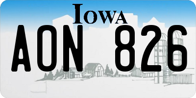 IA license plate AON826