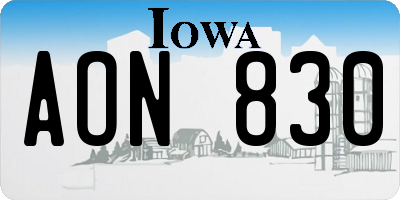 IA license plate AON830