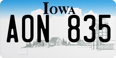 IA license plate AON835