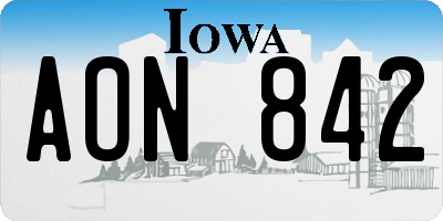 IA license plate AON842