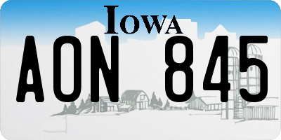 IA license plate AON845
