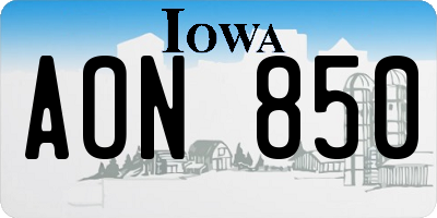 IA license plate AON850