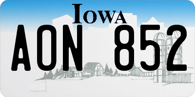 IA license plate AON852