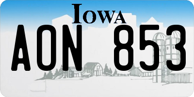 IA license plate AON853