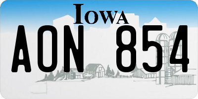 IA license plate AON854