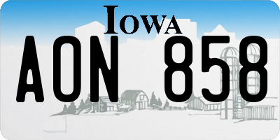 IA license plate AON858
