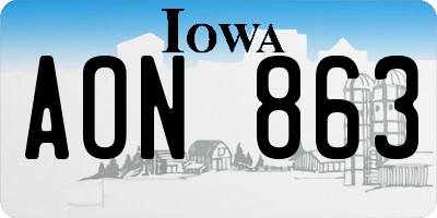 IA license plate AON863