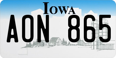 IA license plate AON865