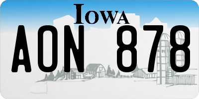 IA license plate AON878