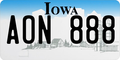 IA license plate AON888
