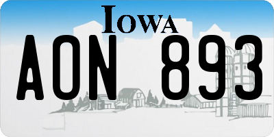 IA license plate AON893