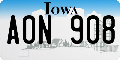 IA license plate AON908