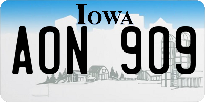 IA license plate AON909