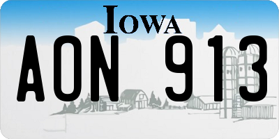 IA license plate AON913