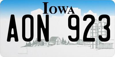 IA license plate AON923