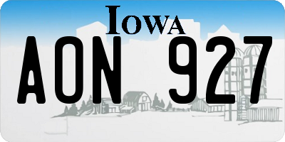IA license plate AON927
