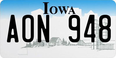 IA license plate AON948