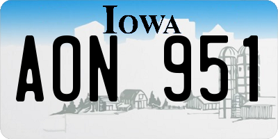 IA license plate AON951