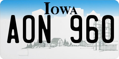 IA license plate AON960