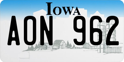 IA license plate AON962