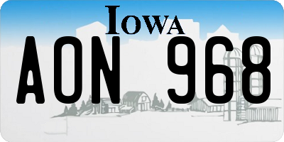 IA license plate AON968
