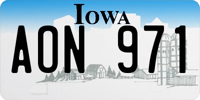 IA license plate AON971