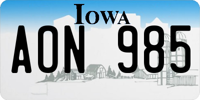 IA license plate AON985