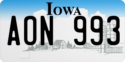 IA license plate AON993