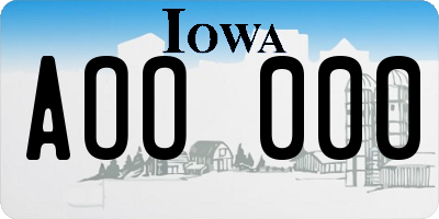 IA license plate AOO000