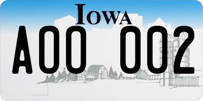IA license plate AOO002