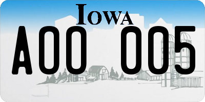 IA license plate AOO005