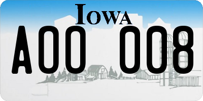 IA license plate AOO008