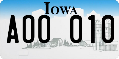 IA license plate AOO010