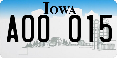 IA license plate AOO015