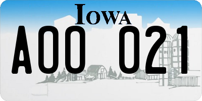 IA license plate AOO021