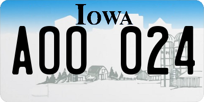 IA license plate AOO024