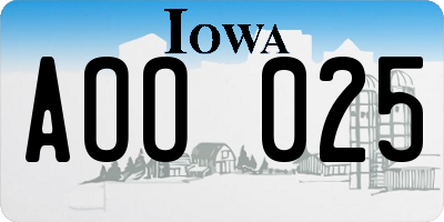 IA license plate AOO025